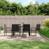 7 pcs conjunto de jantar para jardim textilene e aço preto 1
