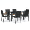 7 pcs conjunto de jantar para jardim textilene e aço preto 2