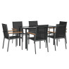 Juego de comedor para jardín 7 piezas acero y textilene negro 3