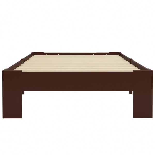 Estructura de cama madera maciza pino marrón oscuro 90x200 cm M 4
