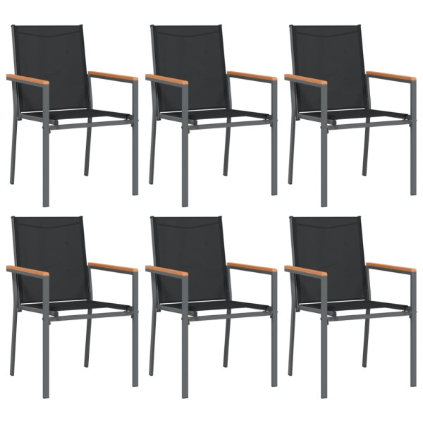 Juego de comedor para jardín 7 piezas acero y textilene negro M 4