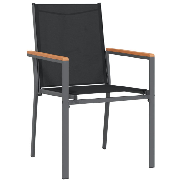 7 pcs conjunto de jantar para jardim textilene e aço preto M 5