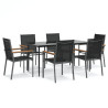 7 pcs conjunto de jantar para jardim textilene e aço preto 2