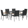 7 pcs conjunto de jantar para jardim textilene e aço preto 3