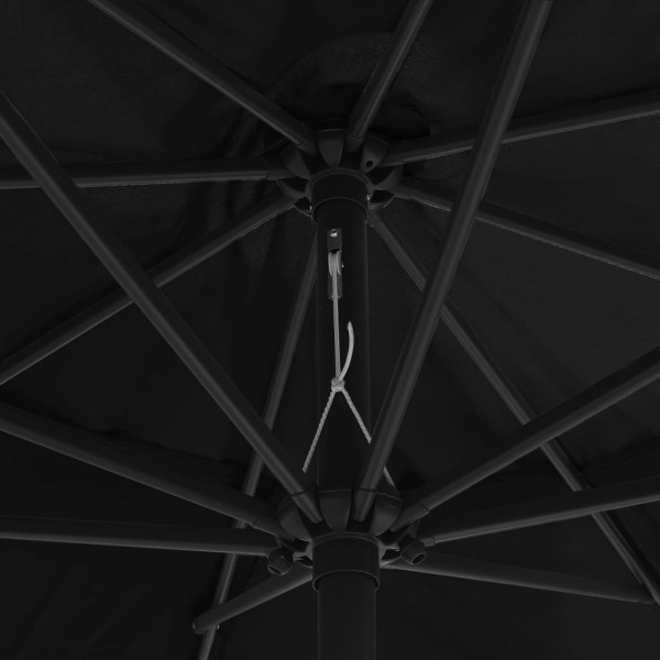 Guarda-sol de jardim com poste de metal 390 cm preto M 5