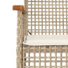 5 pcs conjunto de jantar p/ jardim com almofadões vime PE bege 5