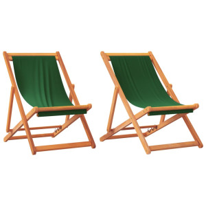 Cadeiras de praia dobráveis 2 pcs tecido verde H