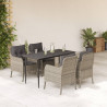 5 pcs conjunto de jantar p/ jardim c/ almofadões cinzento claro 1