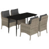 Set comedor de jardín 5 pzas cojines ratán sintético gris claro 2