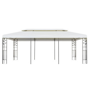 Cenador con doble techo acero blanco 6x3 m H