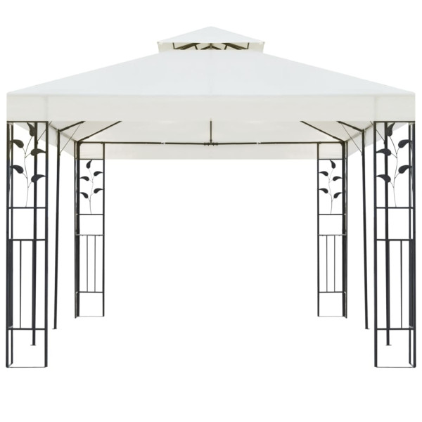 Gazebo com telhado duplo 6x3 m aço branco M 3