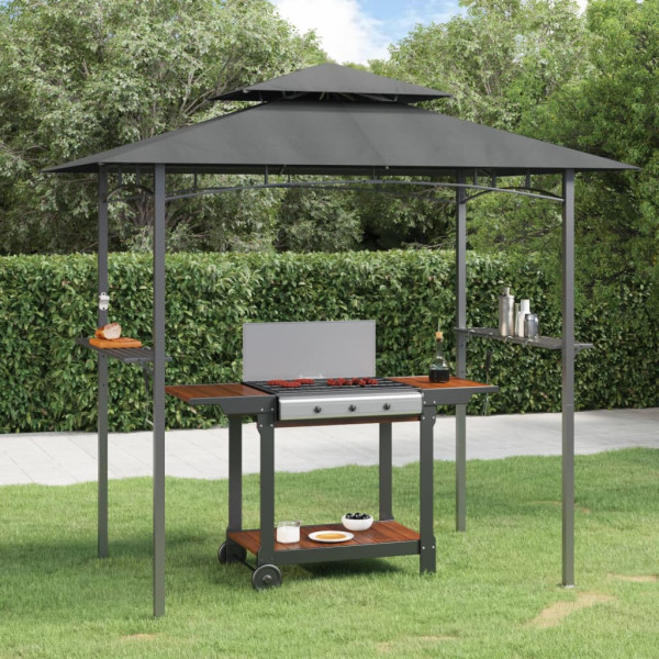 Cenador barbacoa estante lateral acero antracita 240x150x243 cm D