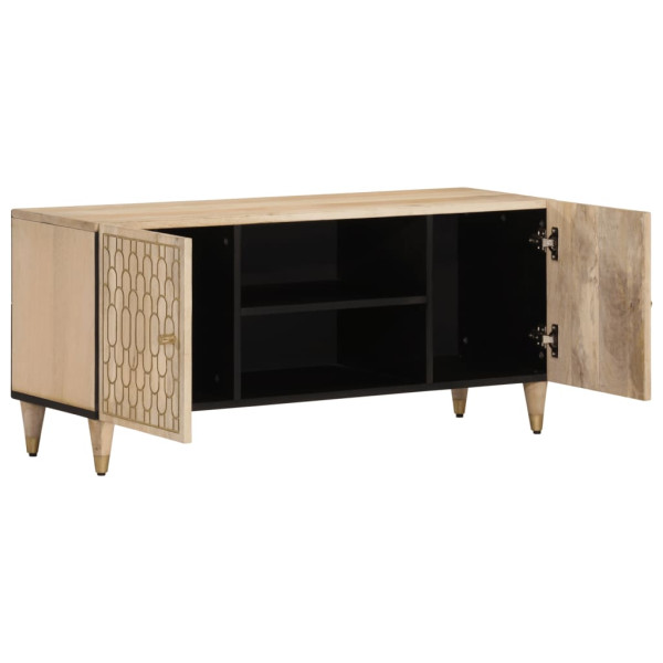Mueble de TV madera maciza de mango 105x33x46 cm M 2