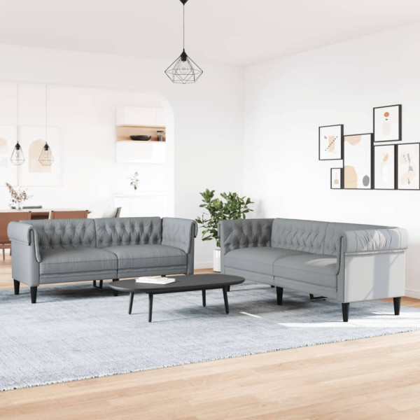 2 pcs conjunto de sofás tecido cinzento-claro M 3