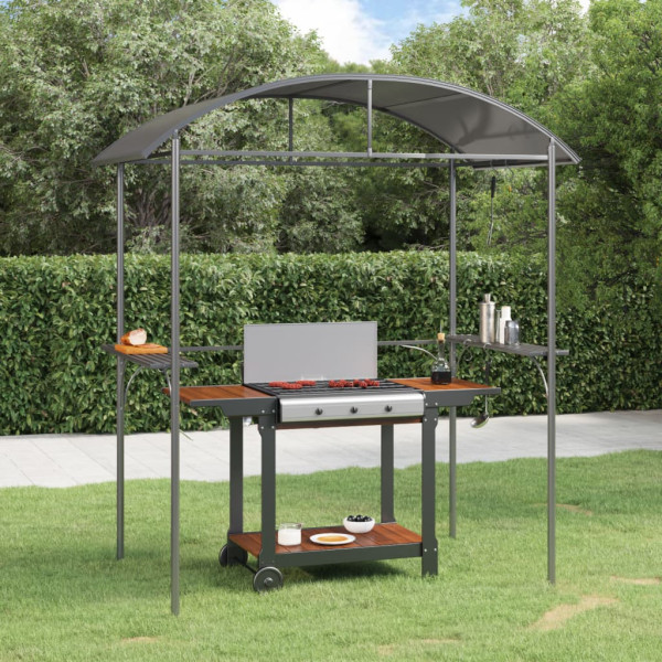 Cenador barbacoa estante lateral acero antracita 220x115x230 cm D