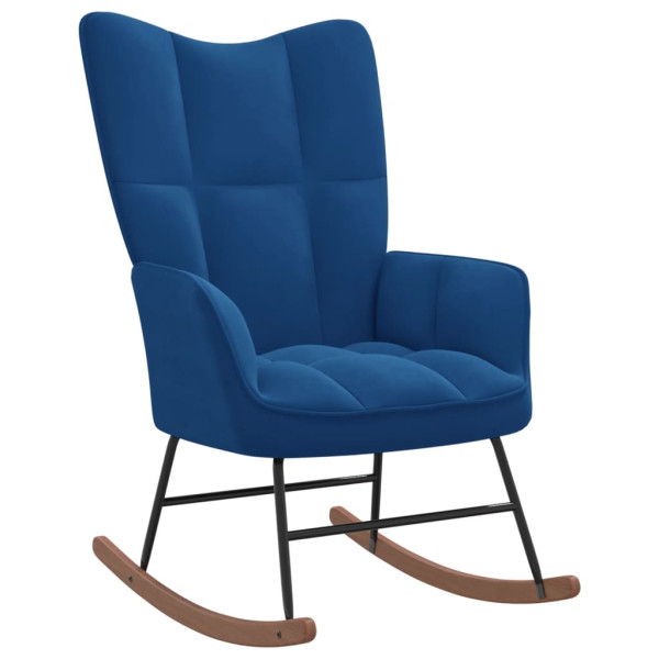 Silla mecedora con reposapiés terciopelo azul M 5