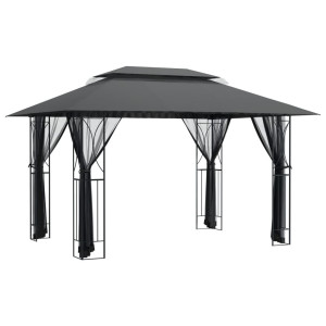 Gazebo com paredes laterais 400x300x270 cm aço antracite H
