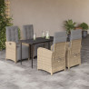Set comedor de jardín 5 pzas con cojines ratán sintético beige 1