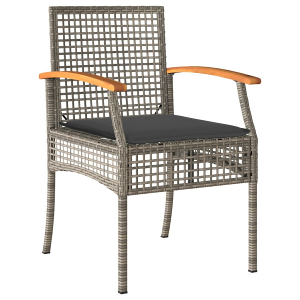 Set comedor de jardín 5 piezas con cojines ratán sintético gris M 3