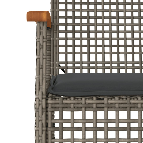 Set comedor de jardín 5 piezas con cojines ratán sintético gris M 5