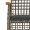 5 pcs conjunto de jantar p/ jardim c/ almofadões vime PE cinza 5