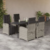 5 pcs conjunto de jantar p/ jardim c/ almofadões cinzento claro 1