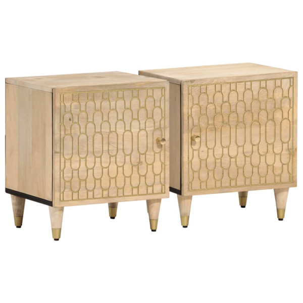 Mesitas de noche 2 uds madera maciza de mango 40x33x46 cm D