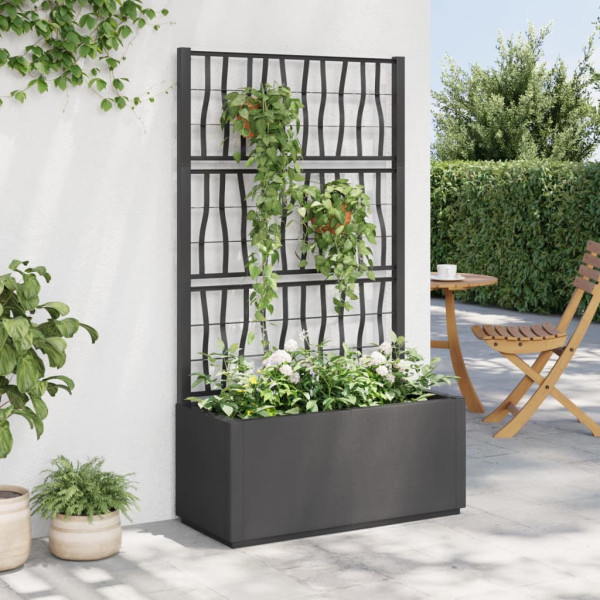 Jardinera con enrejado PP gris oscuro 80x36x140 cm D