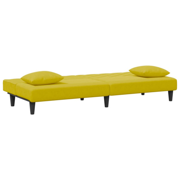 2 pcs conjunto de sofás com almofadas veludo amarelo M 5