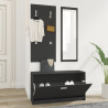 Set de mueble zapatero 3 en 1 madera contrachapada negro 1