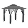 Gazebo com paredes laterais 300x300x270 cm aço antracite 2