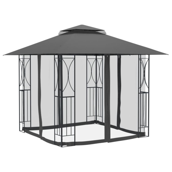 Gazebo com paredes laterais 300x300x270 cm aço antracite M 3