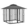 Gazebo com paredes laterais 300x300x270 cm aço antracite 3