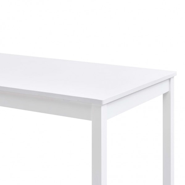 Mesa de jantar de madeira de pinheiro branco 140x70x73 cm M 5
