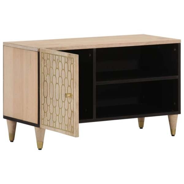 Mueble de TV madera maciza de mango 80x31x46 cm M 2