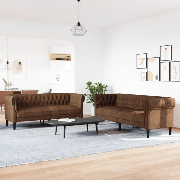 Juego de sofás 2 piezas tela marrón M 3