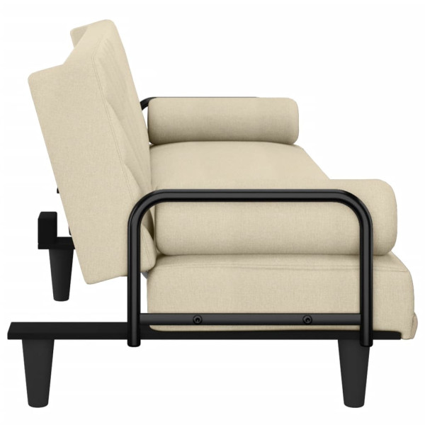 Sofá cama con reposabrazos tela color crema M 5