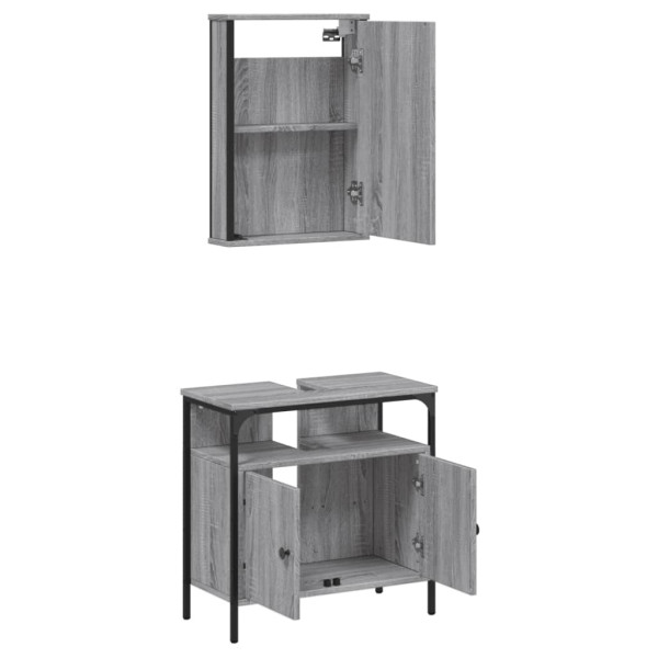Set de muebles de baño 2 pzas madera contrachapada gris sonoma M 5
