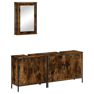 Set de muebles baño 3 pzas madera contrachapada roble ahumado H