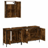 Set de muebles baño 3 pzas madera contrachapada roble ahumado 5