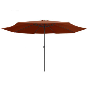 Guarda-sol de jardim com poste de metal 390 cm terracota H