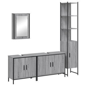 Set de muebles de baño 4 pzas madera contrachapada gris sonoma H