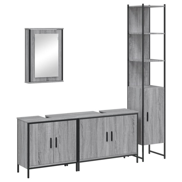 Set de muebles de baño 4 pzas madera contrachapada gris sonoma M 2