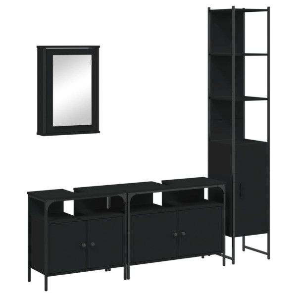 Juego de muebles de baño 4 pzas madera contrachapada negro M 2