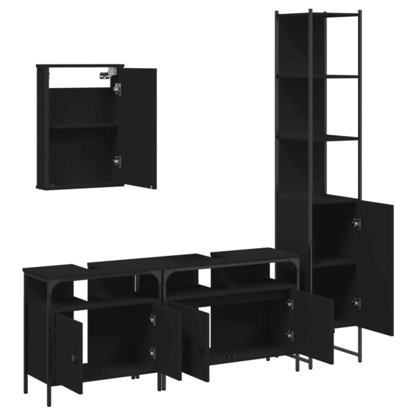 Juego de muebles de baño 4 pzas madera contrachapada negro M 5