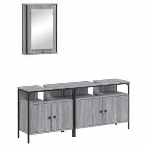 Set de muebles de baño 3 pzas madera contrachapada gris sonoma H