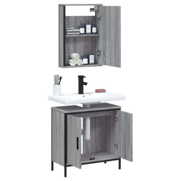 Set de muebles de baño 2 pzas madera contrachapada gris sonoma M 4