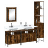 Set de muebles baño 4 pzas madera contrachapada roble ahumado 1