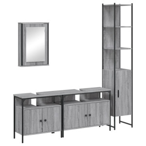 Set de muebles de baño 4 pzas madera contrachapada gris sonoma H