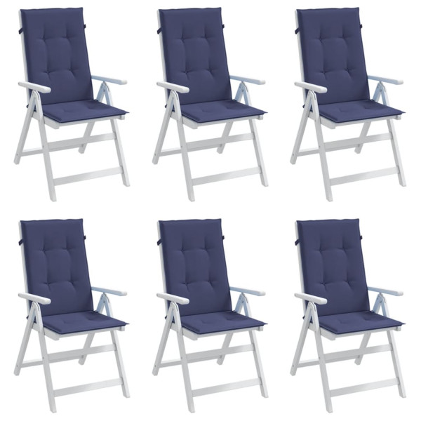 Almofadões cadeira encosto alto 6pcs tecido azul-marinho M 4